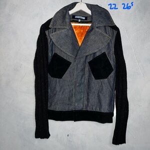 22x26.5 Voyage Passion USA Sz 34 Zip Up Denim Knitwear Jacket